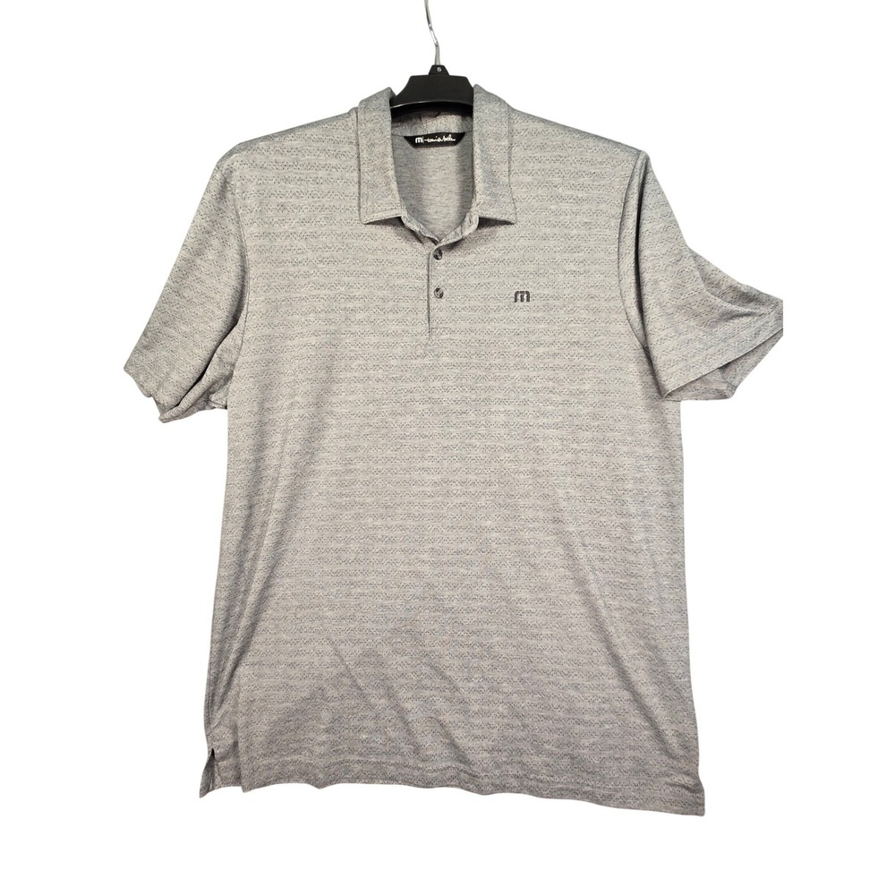Travis Mathew Mens XXL Grey Geometric Print Short Sleeve‎ Golf Polo Shirt - Picture 2 of 12